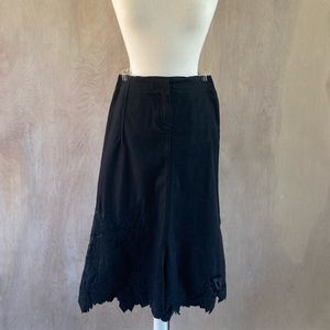 Roberto Cavalli Jean Skirt w/ floral detailing